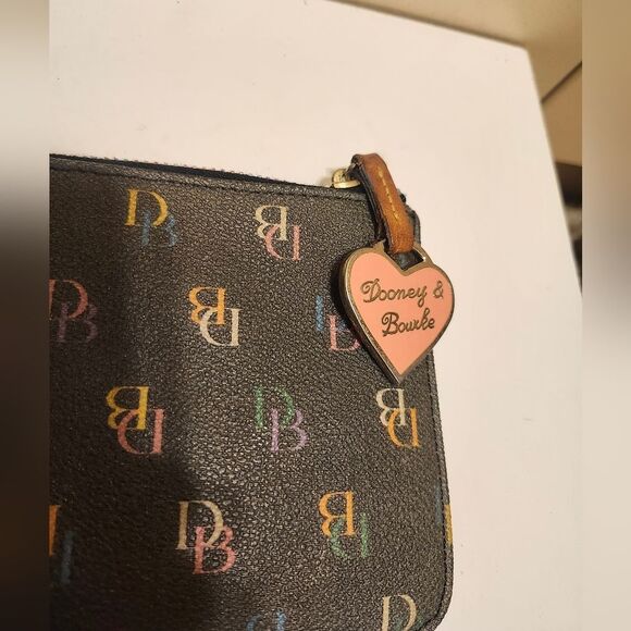 Dooney & Bourke Brown Coated Canvas w/Multicolor Monogrammed Wristlet/Wallet - Picture 5 of 8
